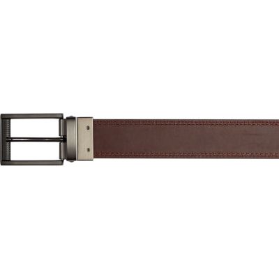 Brown reversible stitched edge belt